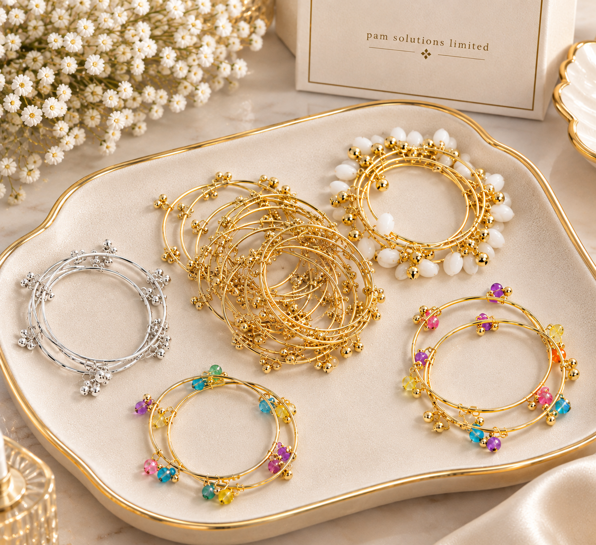 ✨ Beaded Charm Bangles