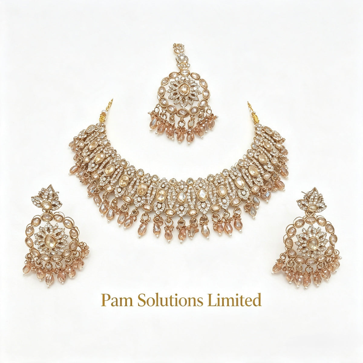 💎 Champagne Gold Kundan Choker Set — Pam Solutions Limited