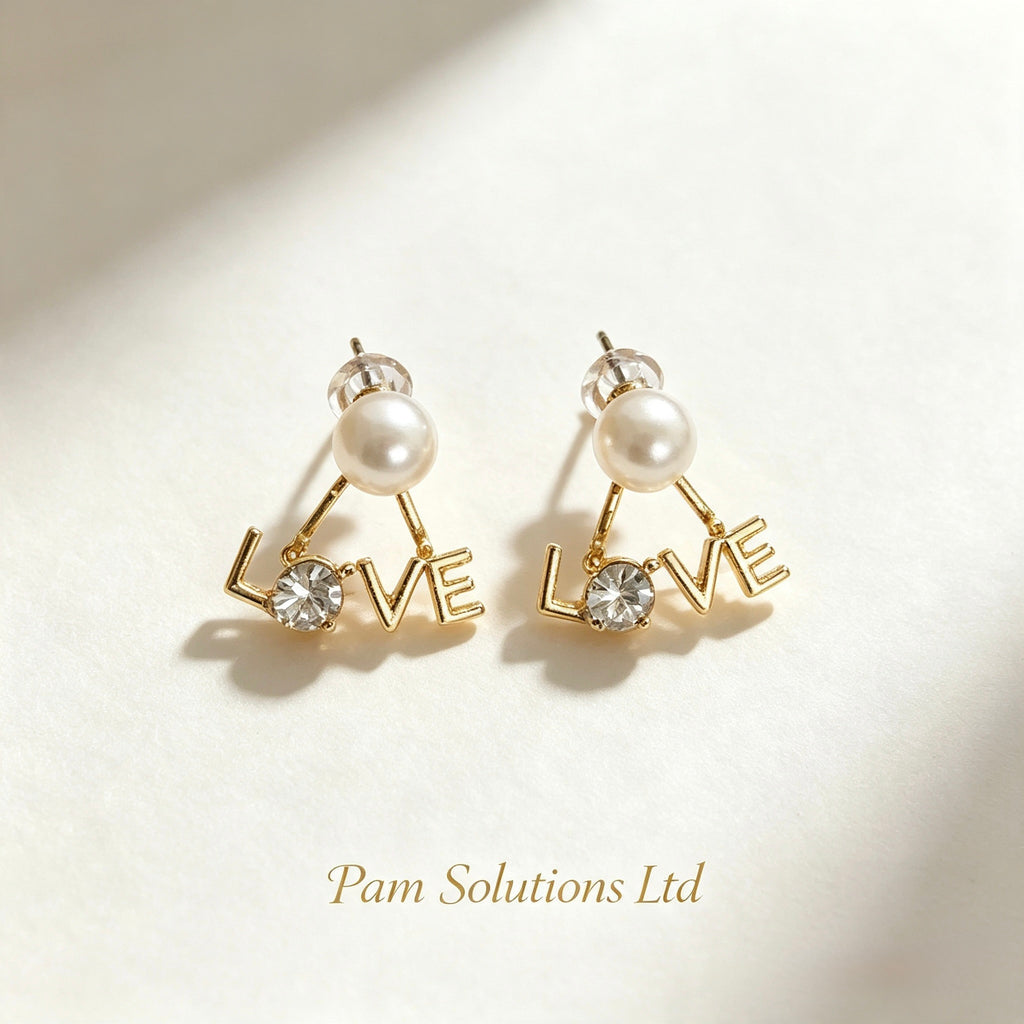 Elegant Pearl LOVE Earrings 🤍