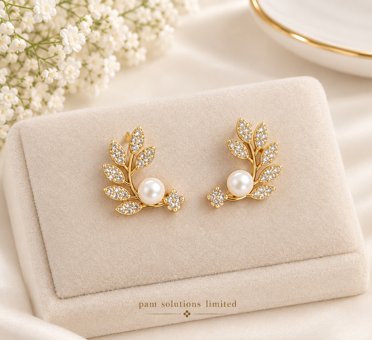 Pearl Leaf Earrings 🌿✨