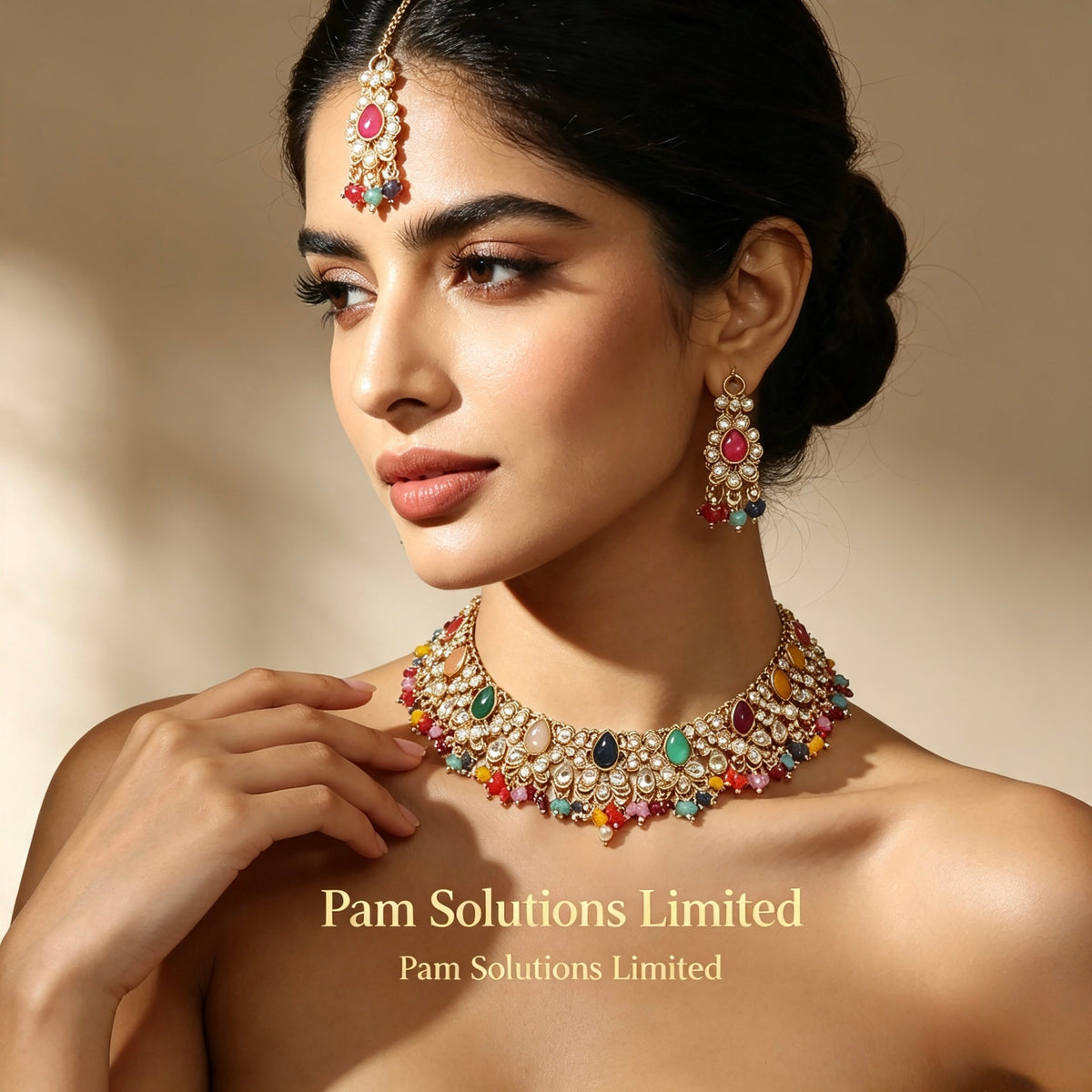 💎 Multi-Color Navratan Kundan Choker Set — Pam Solutions Limited
