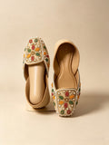 🤎 Beige Multicolour Embroidered Punjabi Jutti — Product Description