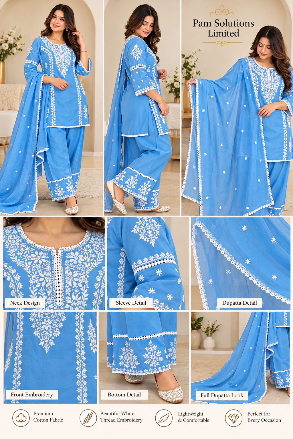 Sky Blue Embroidered Punjabi Suit 💙