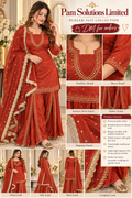 Elegant Rust-Red Punjabi Suit with Gold Embellishments